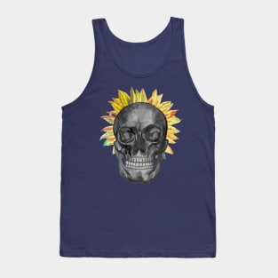 Human skull and a sunflower crown Tank Top